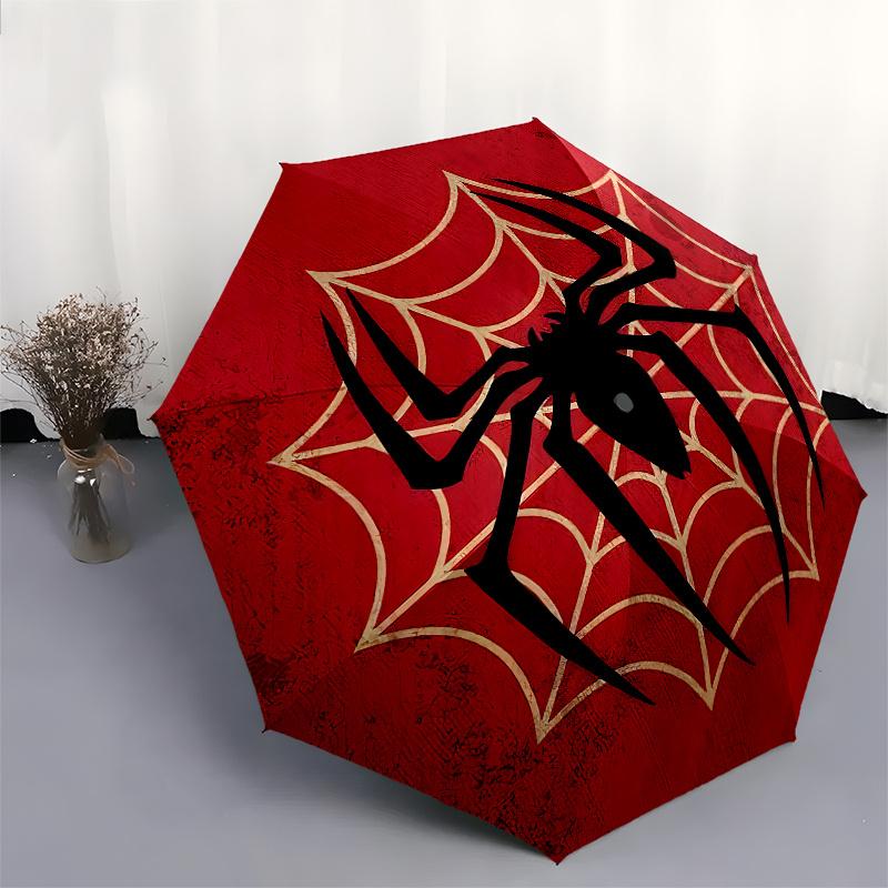 Spider-Man Web Logo Circular Wall Art Print Umbrella, Cute Umbrella with Cute Design, Portable 3-Fold Compact Umbrella for Men & Women, Valentine's Da