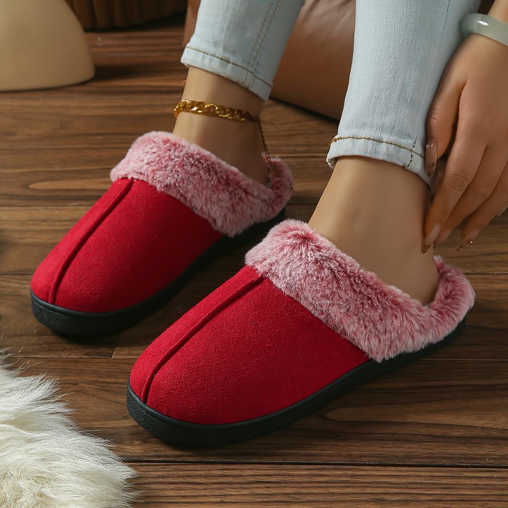 [Plush Slippers] Thick Plush Mid-Strip Minimalist Slippers | Stylish Home Indoor Bedroom Floor Slippers for Men and Women