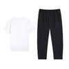 Li Ning Breathable Versatile Short Sleeve Comfortable Long Pants Sports Suit Unisex Sportswear Standard-White Black W873-1+V811-1