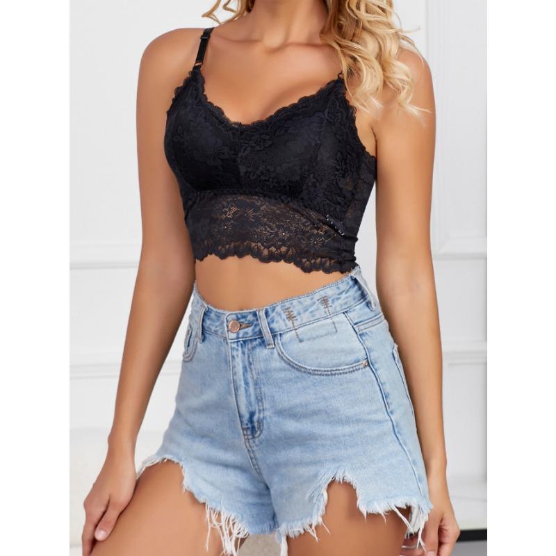 Reggiseno Imbottito Rimovibile Senza Ferretto Canottiera Monocolore Reggiseno di Pizzo Top Traspirante Reggiseno Sportivo Adatto per Appuntamenti all'Aperto