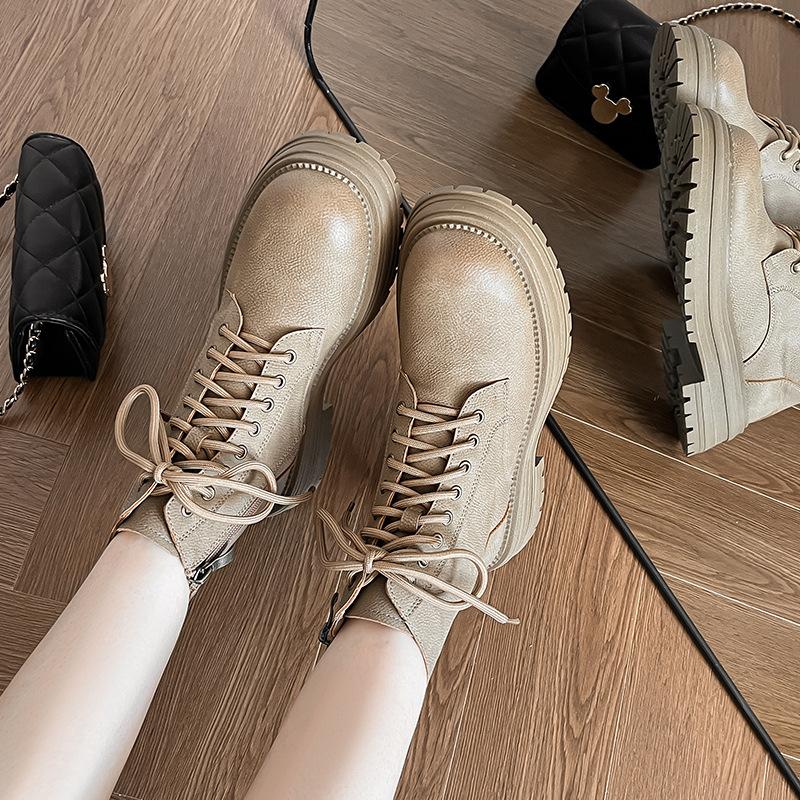 Lace-up Martin boots short boots women's 2025 autumn and winter new British style short boots popular cowboy boots this year