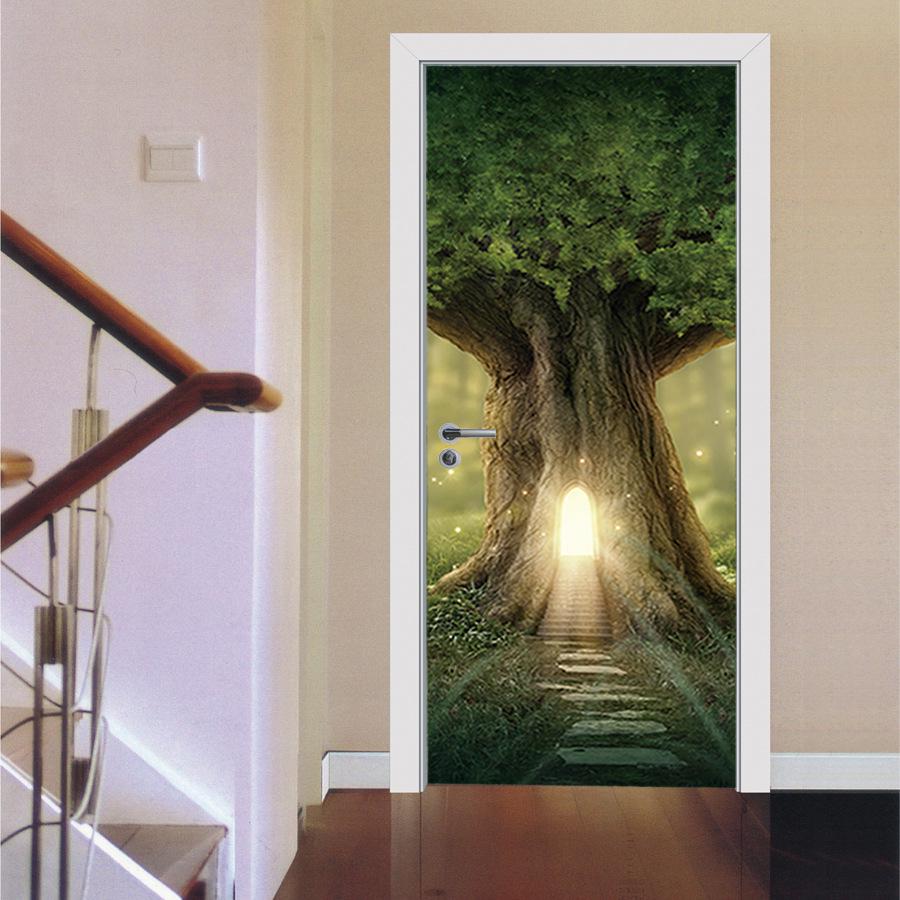 Landscape Door Stickers 3D Removable Self Adhesive Sticker Natural Scenery Wallpaper PVC Art Murals for Doors Modern Home Decor