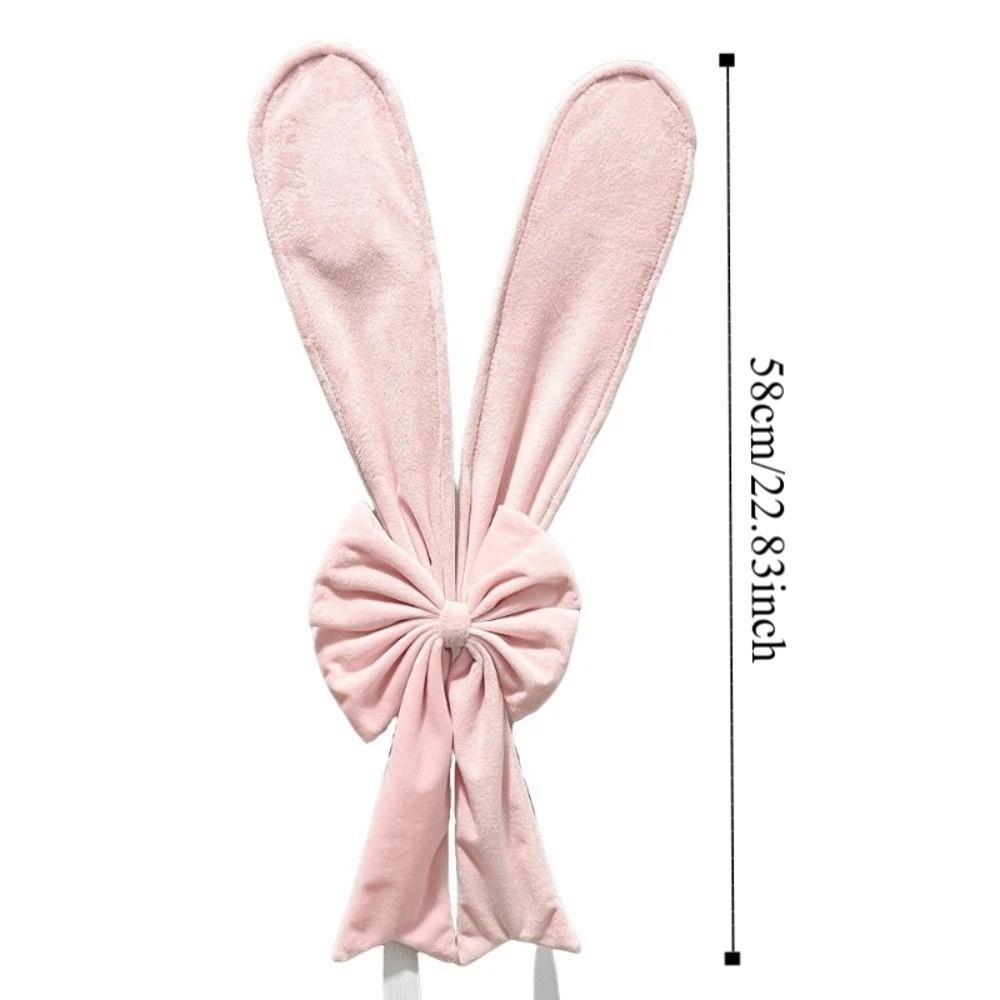 Elastic Straps Bunny Ear Slipcover Festive Removable Rabbit Ears Chair Back Cover Comfortable Pink Dining Chair Protector Bar