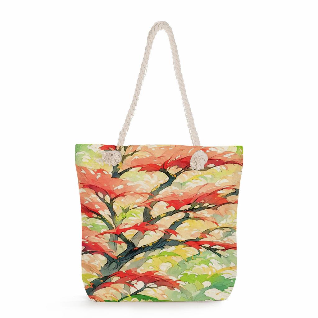 Flower Print Thick Rope Single-shoulder Beach Bag 7318 CLE