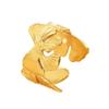 Vintage Bow Ginkgo Leaf Textured Open Stainless Steel Ring for Women
