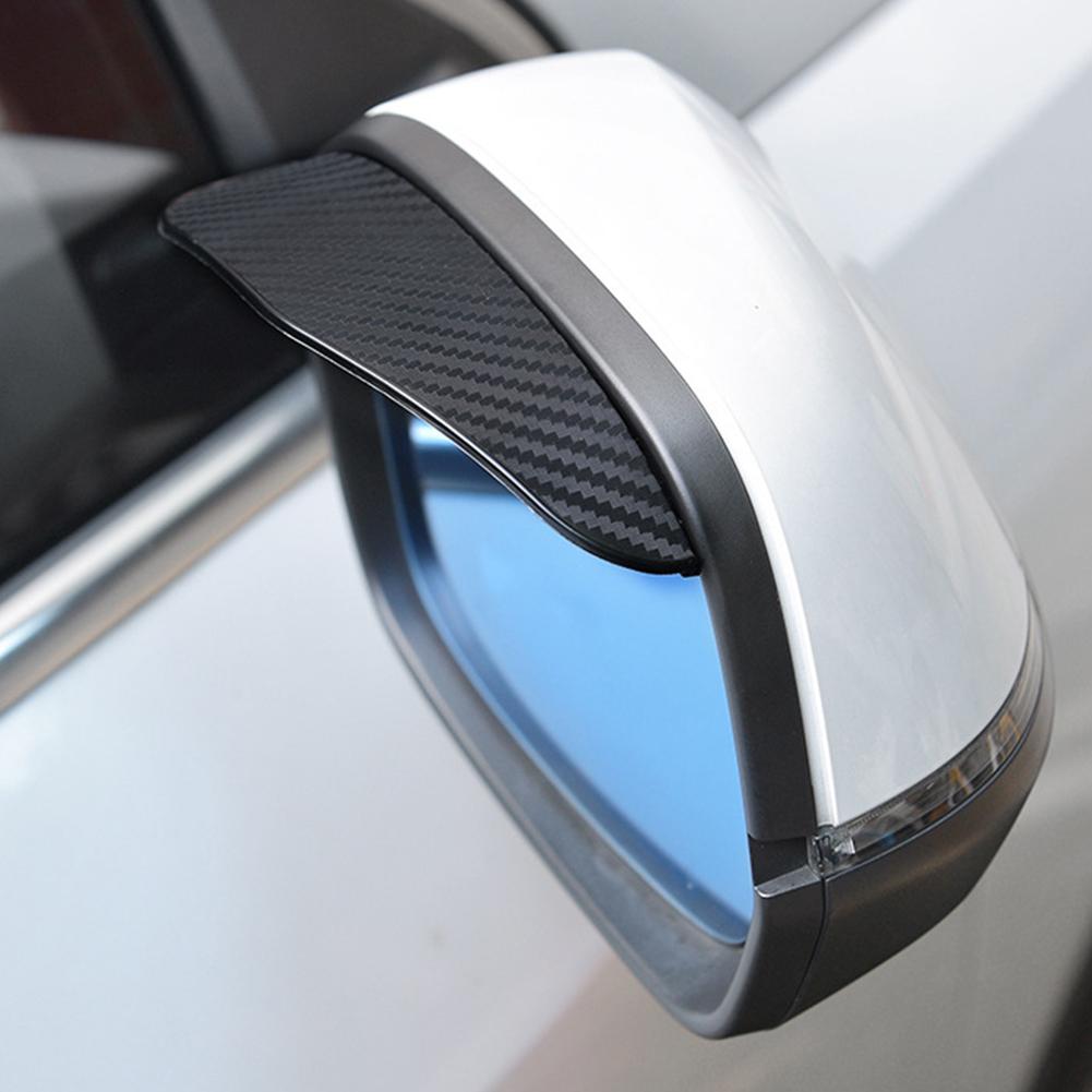 2 pçs espelho retrovisor lateral do carro chuva sobrancelha viseira de fibra carbono olhar sol sombra neve guarda tempo escudo capa acessórios automóveis