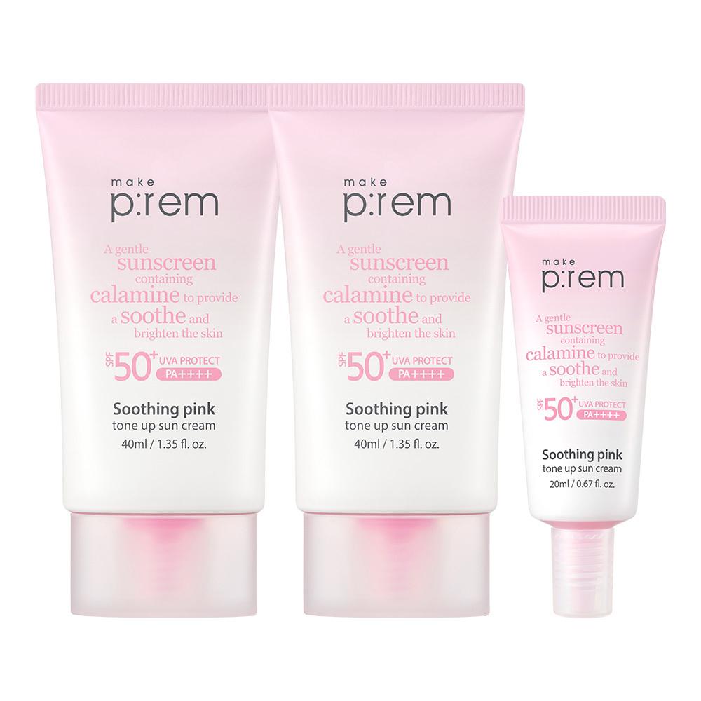 

Make P:REM Soothing Pink Tone-Up Sunscreen 40ml+40ml (Choose 1) 40ml+40ml plan (+20ml)