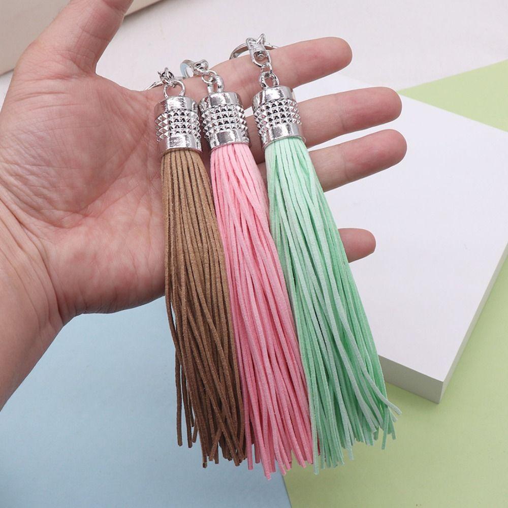 Ethnic Style Rhinestones Pendant Zinc Zinc Alloy Car Keyring Lovely Leather Tassel Keychain Women