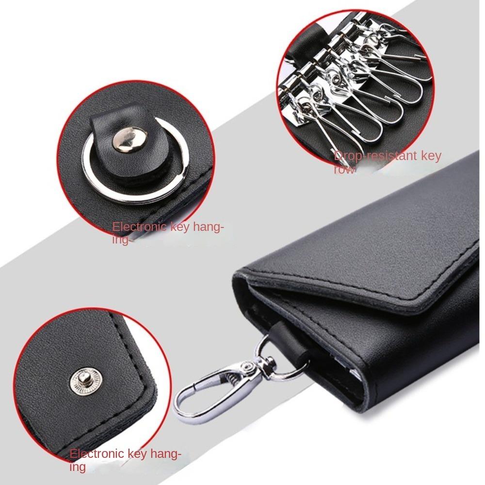 Cow Split Key Holder Organizer Pouch Housekeeper Car Key Wallet Genuine Leather Keychain Men Women