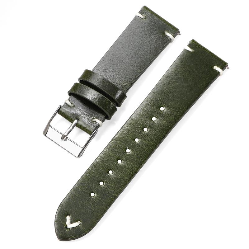 Retro Oil Wax Genuine Calfskin Watch Band Quick Release Handmade Stitching Leather Watch Strap 18mm 20mm 22mm Watch Accessories