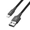 4-in-1 USB-Kabel iPhone Lightning 2x USB-C microUSB Nylon Geflochten 35A 12m Schwarz