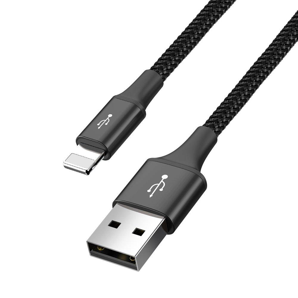 4-in-1 USB-Kabel iPhone Lightning 2x USB-C microUSB Nylon Geflochten 35A 12m Schwarz