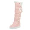 Fashion 2025 Winter Warm Pink White Snow Boots Women Shoes Low Heels Knee High Boots Female Lace-up Platform Plush Long Boats Mujer