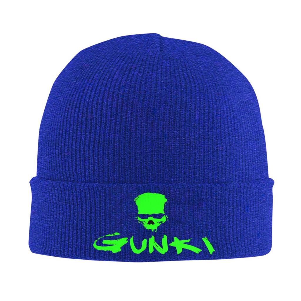 Gunki Logo Angling Skull Fishing Gunki Warm Knitted Cap Fashion Bonnet Hat Autumn Winter Outdoor Beanies Hats for Unisex Adult