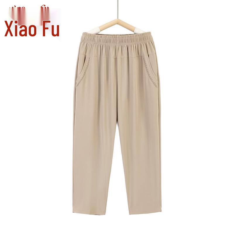 Elderly Women's High-Waist Straight Leg Summer Pants