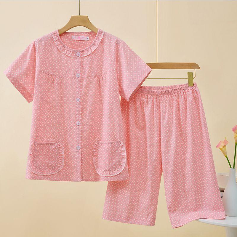 Damen Pyjama Blumendruck Haushalt Damen Pyjama Loungewear Zweiteilig Außerhalb Nachtwäsche Frühling Herbst