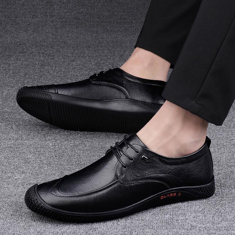 Men's Male Casual British Business Cow Genuine Leather Shoes  Flats Spring Autumn Offices Formal Shoes 2024 New