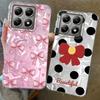 Pink Bow Love Heart Girls Water Texture Phone Case For Xiaomi 14T 13T Pro 14Tpro 11 Lite 5G NE Silicone Shockproof Fundas Cover