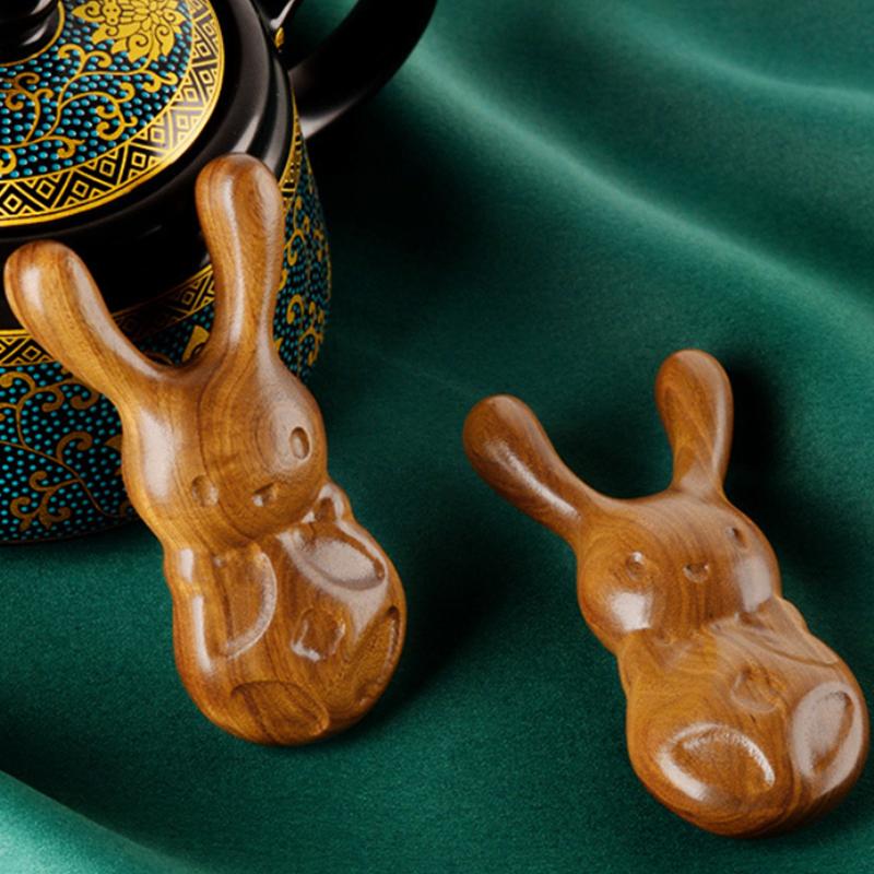 Sandalwood Cute Rabbit Massage Comb Head Face Nose Eye Neck Scraping Comb Anti-static Acupoint Meridian Massage Comb
