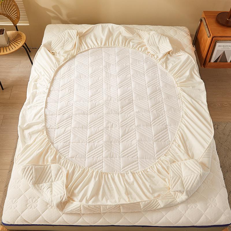 Pure Cotton Thickened Mattress Quilted Cotton Non-slip and Dust-proof Mattress Cover Sheet Simmons Mattress Protective Cover Thin Brown Mattress Cover