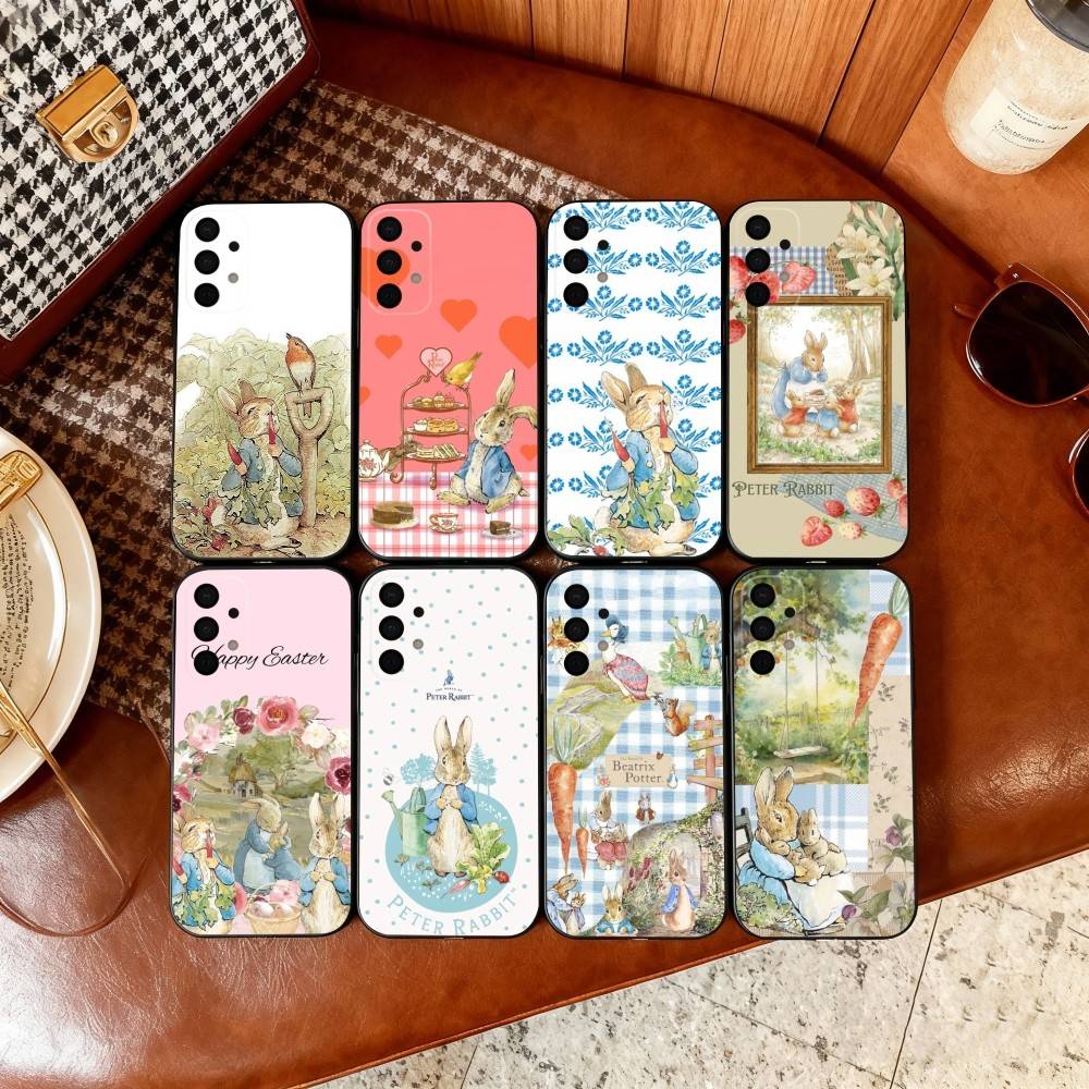 Cute Role P-Peter R-Rabbit Phone Case For Samsung Galaxy A73,A72,A71,A70,A53,A52,A51,Soft Silicone Black Cover