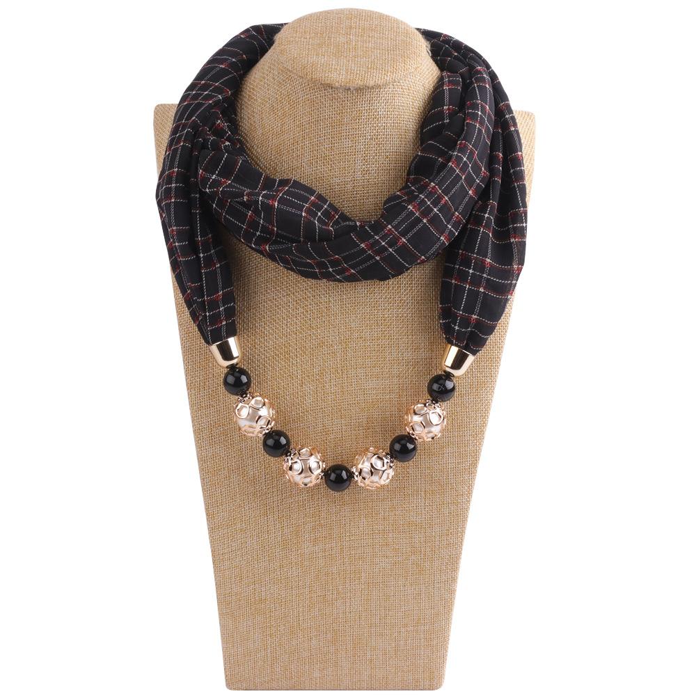 Chiffon Scarf Spring and Summer Women's Pearl Necklace Pendant Scarf Rainbow Scarf Clothing Accessories Scarf