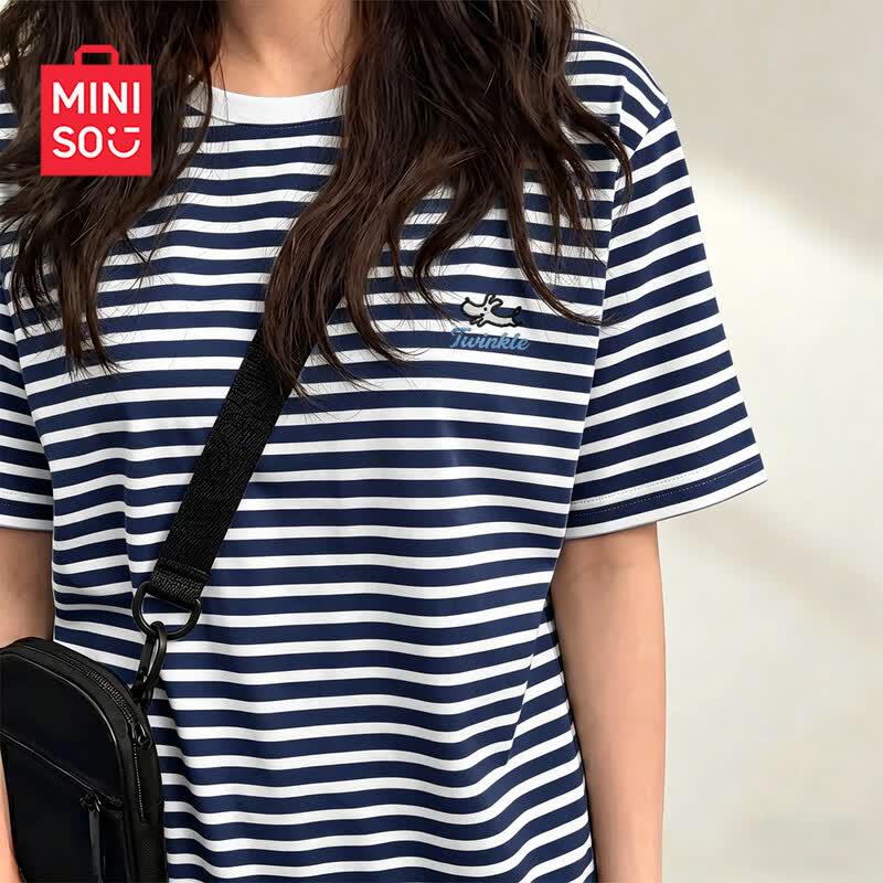 MINISO Women s Striped Cotton T-Shirt M