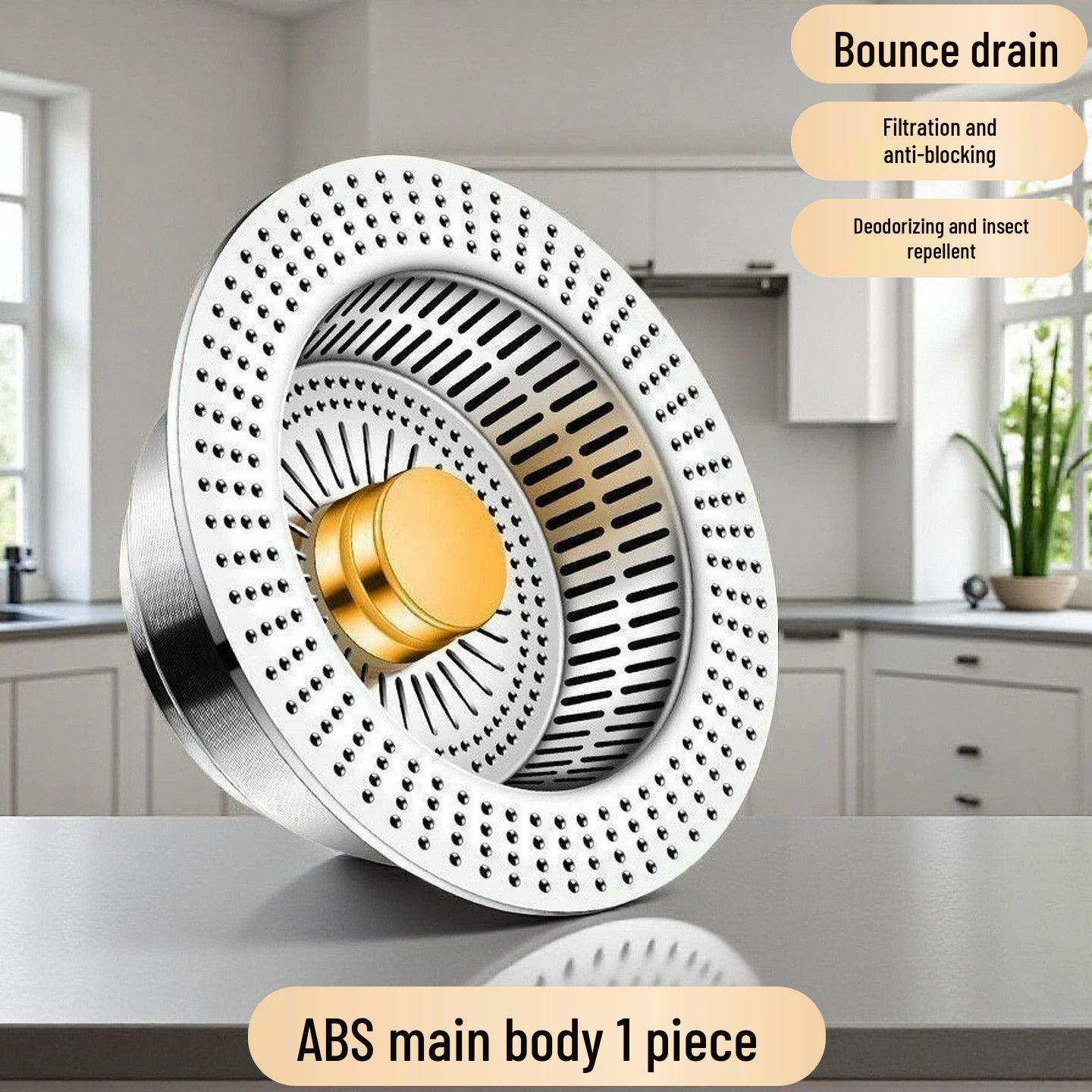 Universal Stainless Steel Sink Drainer: Press-Type Basin Filter & Leak Stopper