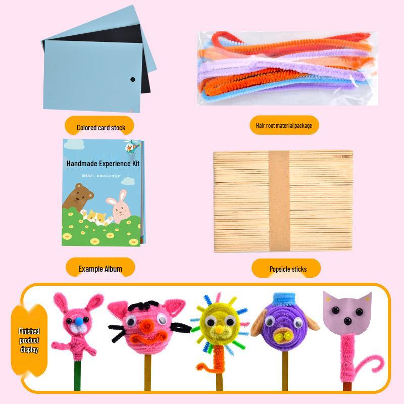 International Kindergarten DIY Kit: Chenille Stems, Pompoms & Non-Woven Fabric for Handmade Art Projects