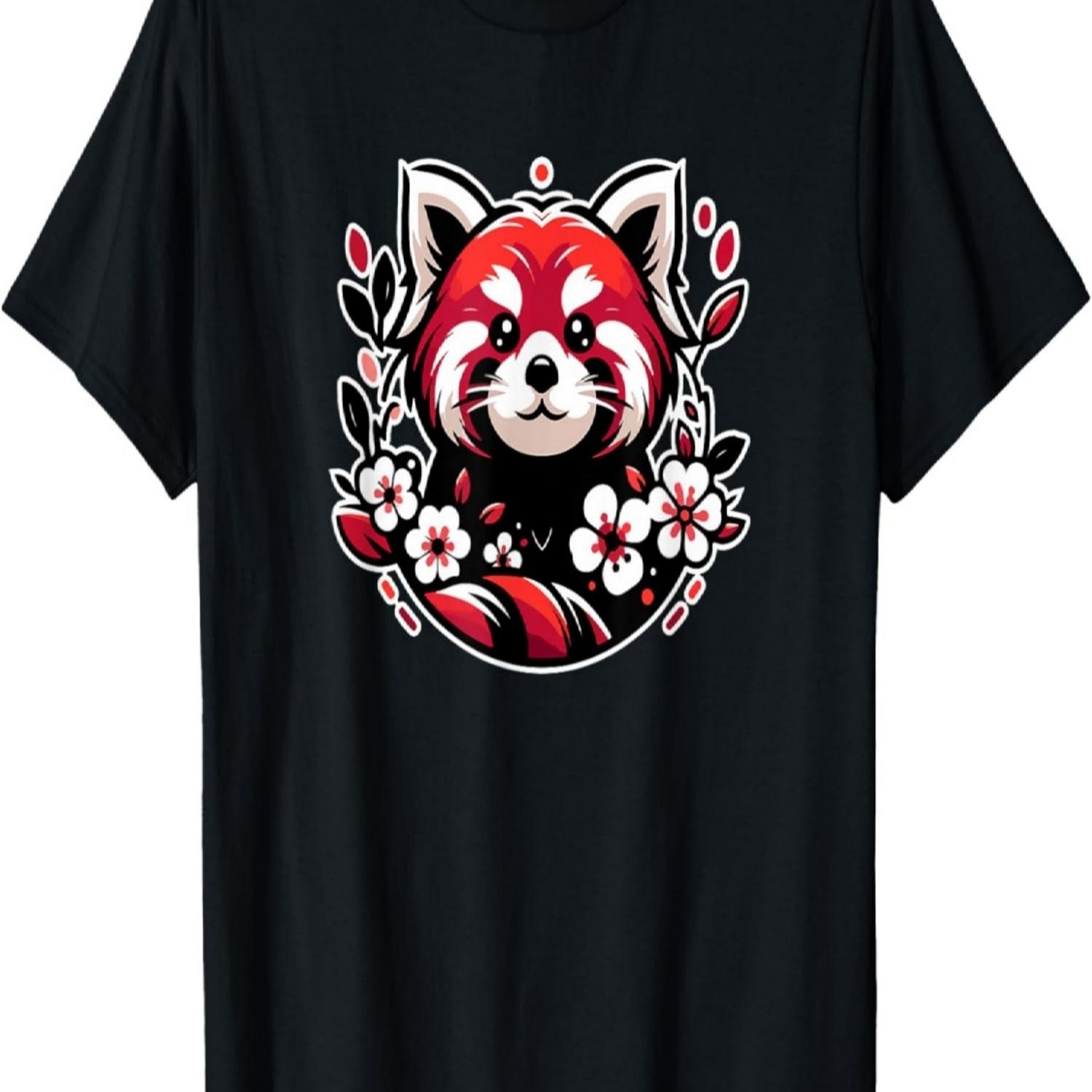 Kawaii Red Panda  Cherry Blossoms Sakura Flower Art T-Shirt S