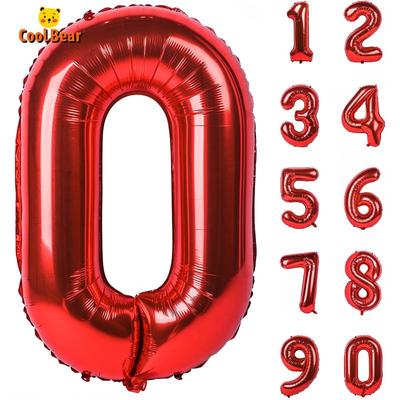 40 Inch Red Large Numbers Balloon 0-9 Birthday Party Decorations Helium Foil Mylar Big Number