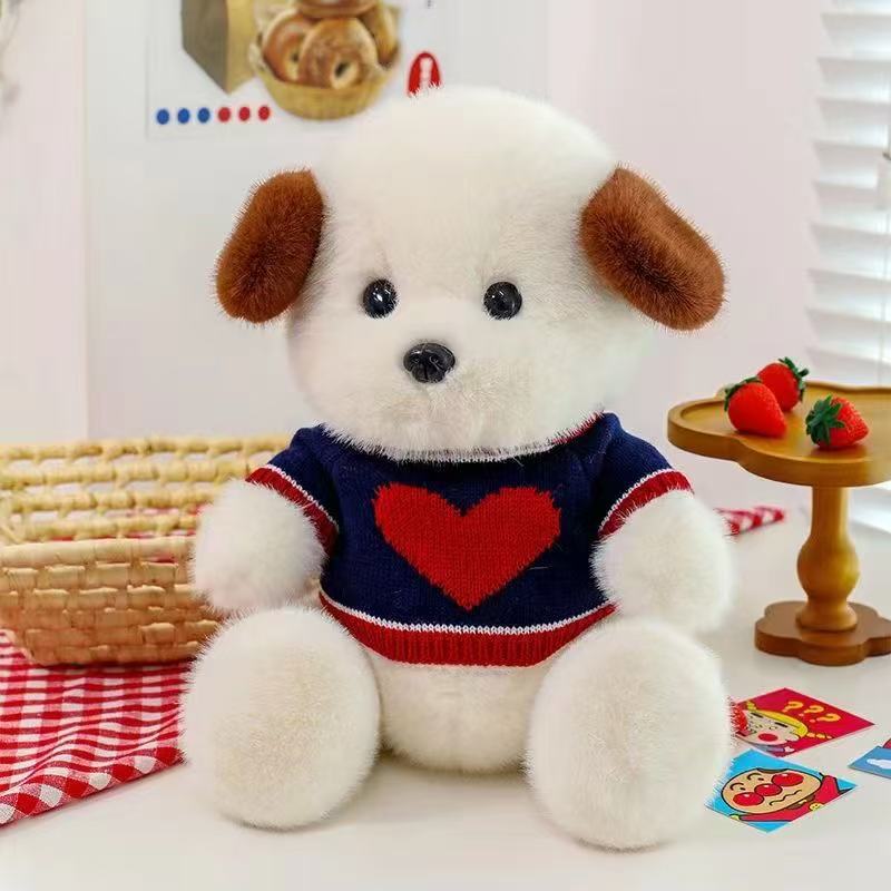 

Милая плюшевая кукла-щенок в свитере, одевающаяся шарнирная кукла-собака, подарок на день рождения ребенку, кукла для игрового автомата 25cm