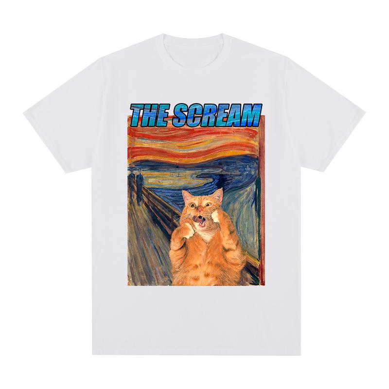 cat Scream Summer Loose Cool fashion print Animal 90s t-shirt Cotton Men T shirt New TEE TSHIRT Womens tops