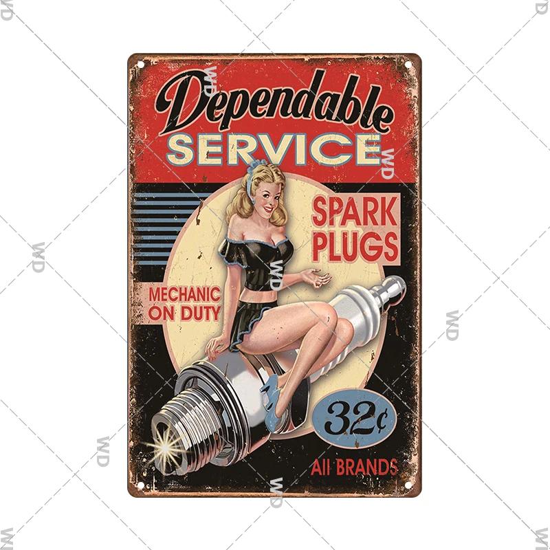 Retro Pin Up Girl Amerikanischer Stil Blechschild Metall Vintage Plakette Wandschilder Metallposter Platte Garage Schlafzimmer Man Cave Geschenk Dekor
