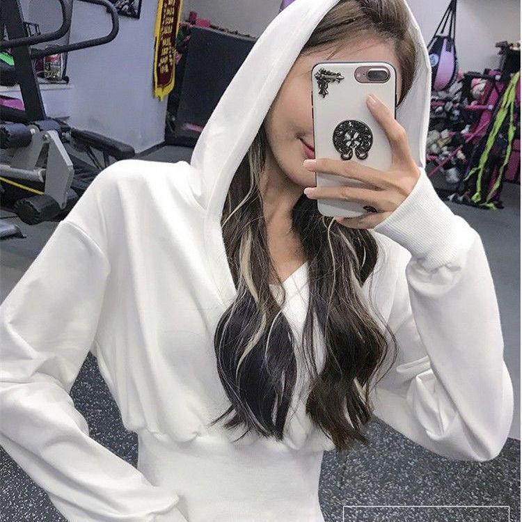 Women Solid Gym Tees V Collars Leisure Yoga Tees Long Sleeve Tops For Girls Sports Tees Active Cycling Workout Street Wear Fashion Lady Tees