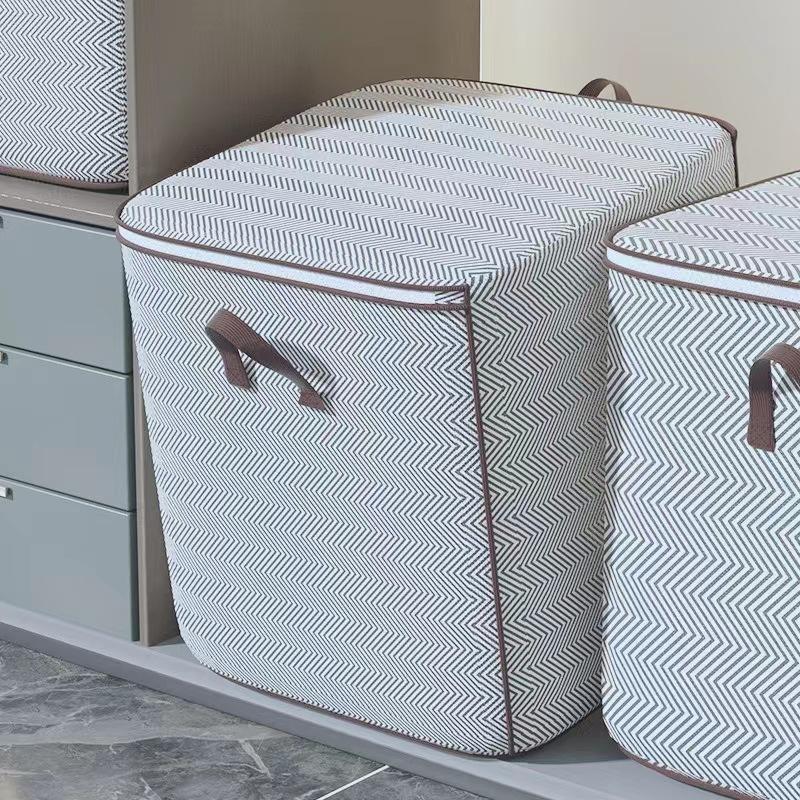 1PC Large Capacity Non-Woven Fabric Clothing Storage Bag Box Home Use Cotton Quilt Organizer Bag Bedroom Storage Modern Simple S