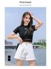 Women's High Waist Cuffed Denim Shorts - Casual Korean Style Wide Leg A-line Hot Pants
