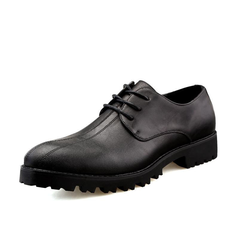 

2025 spring and autumn men s shoes British small leather shoes trend men s casual pointed business leather shoes 38 чёрный
