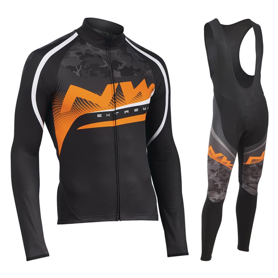 Team Version Spring and Autumn Men's Long-sleeved Cycling Suit, Quick-drying Breathable Strap Suit