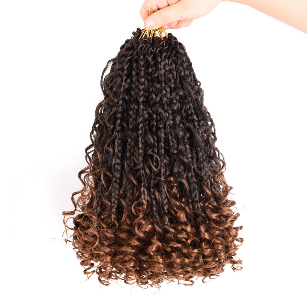 10 Inch Bob Goddess Box Braids Crochet Hair 1Pcs/Lot Synthetic Boho Crochet Box Braids With Curls Box Braids Hair Extensions