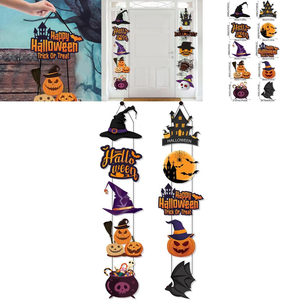 Halloween Festive Door Decoration With Bat Pumpkin Door Hanging For Scene