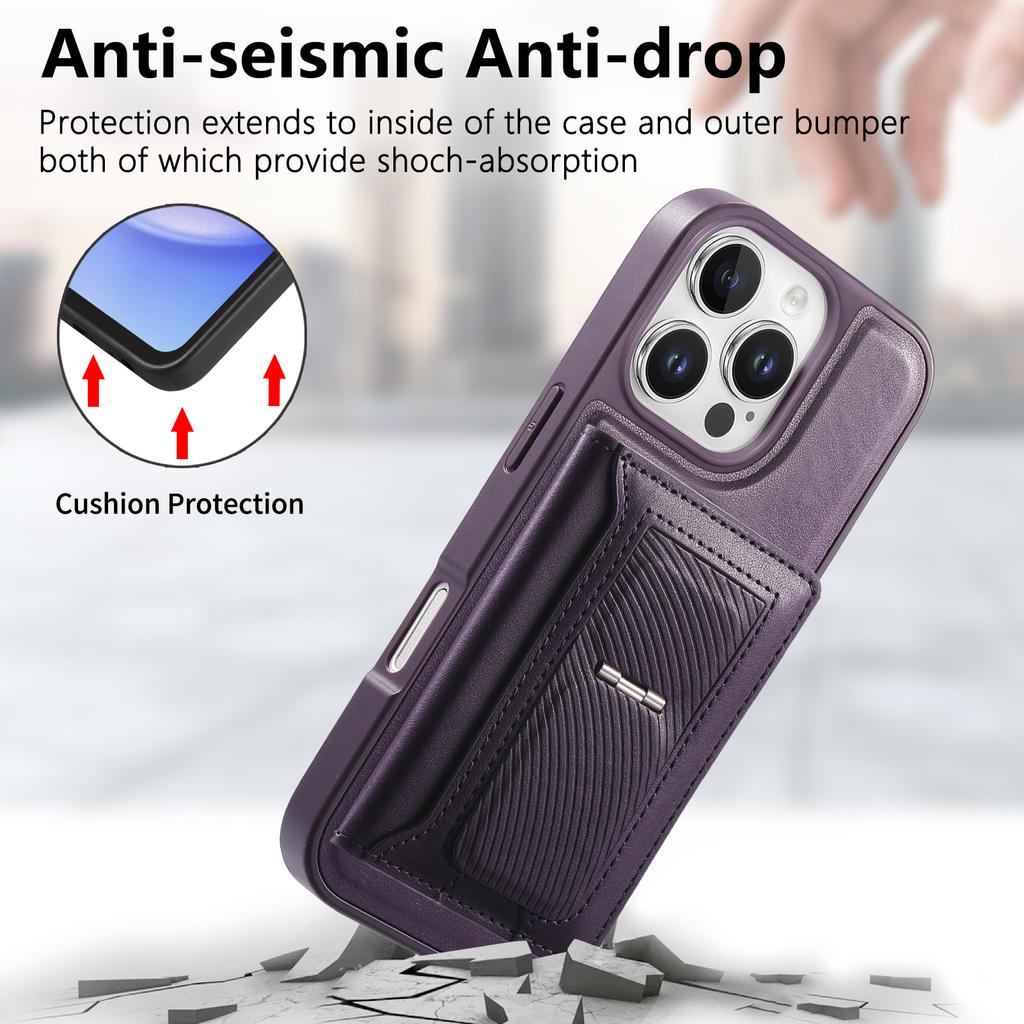 CASENEO For iPhone 16 Pro Max Detachable Magnetic Phone Case with Card Holder Kickstand TPU PU Leather PC Phone Cover Compatible with MagSafe