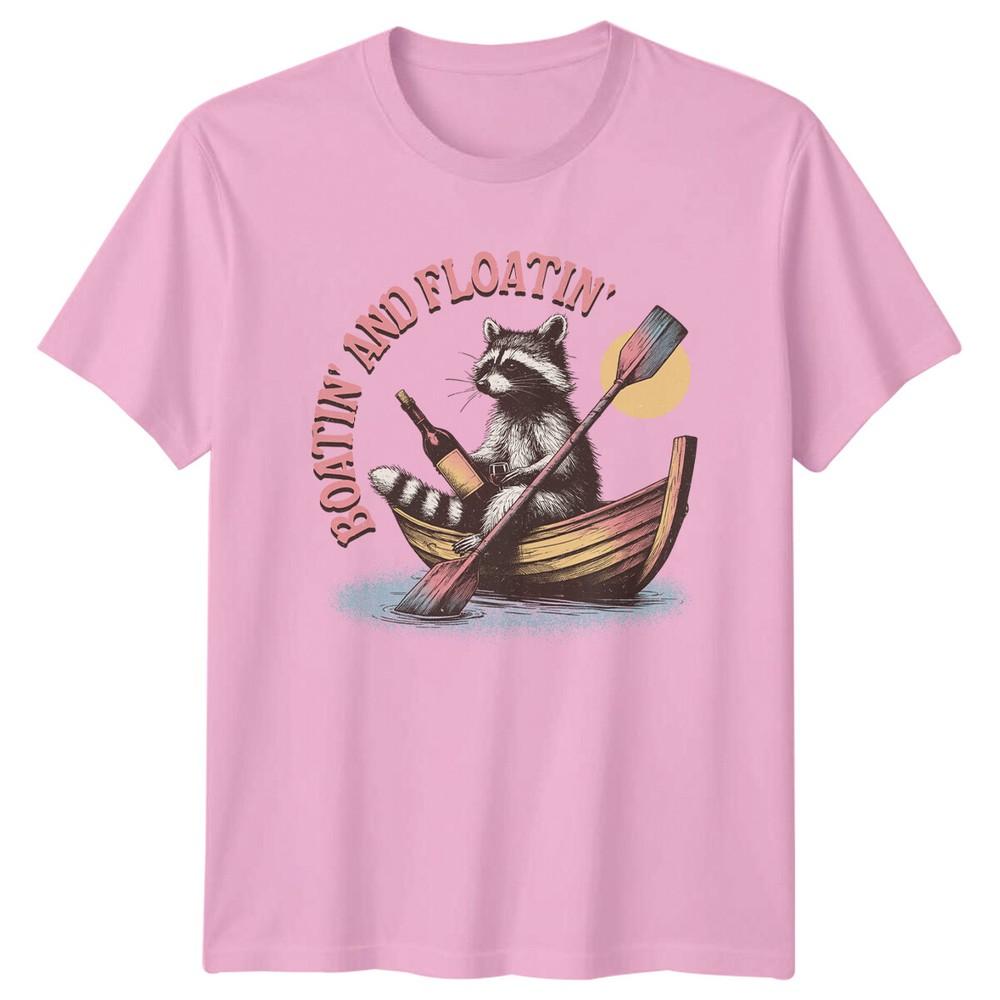 Boatiin And Floatin Raccoon In Boat Animal Pun TShirt