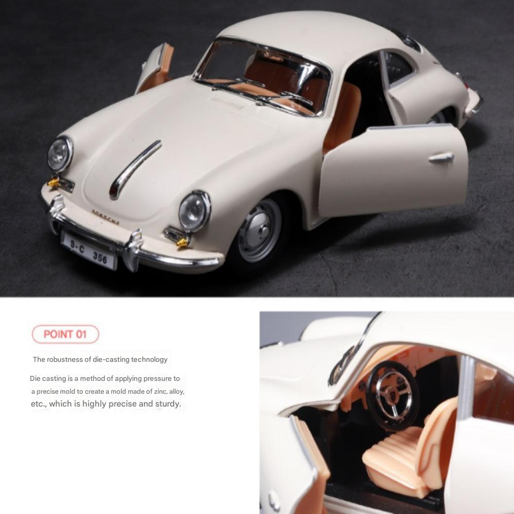 Brago 1:24 Porsche 356B COUPE 1961 Die-Cast Modellauto, Elfenbein, 1 Stück