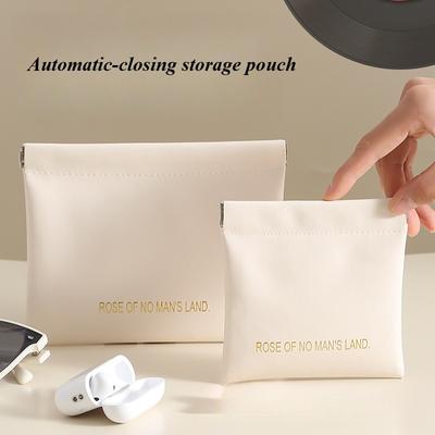 Cierre Automático de Presión Bolsa de Maquillaje de PU Mini Portátil Neceser para Lápiz Labial Auriculares Cartera Organizador