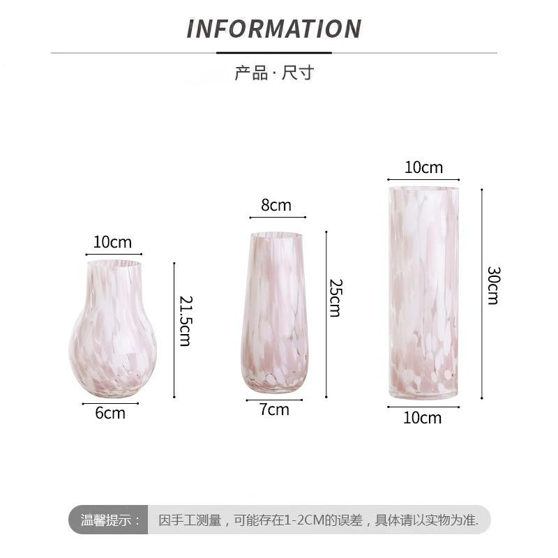 Pink Simple Glass Vase Hydroponic Household Flower Arrangement Decoration Ornament Floreros Decorativos Moderno