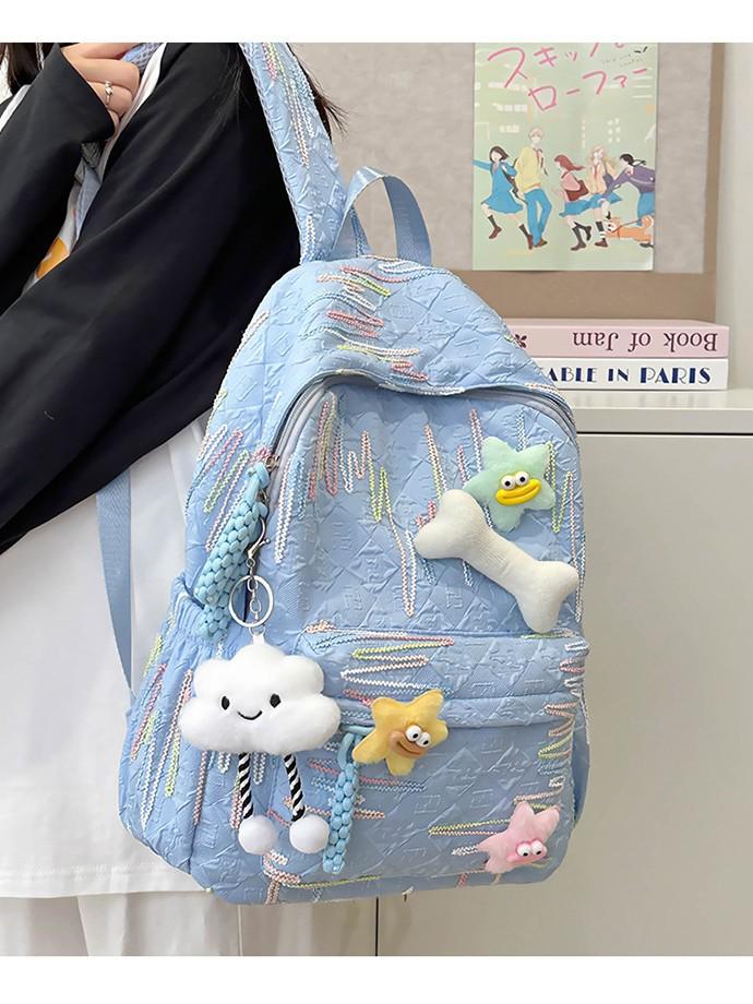 High-value Soft Girl Japanese-Style Cute Striped Backpack for Students, Large Capacity and Versatile.