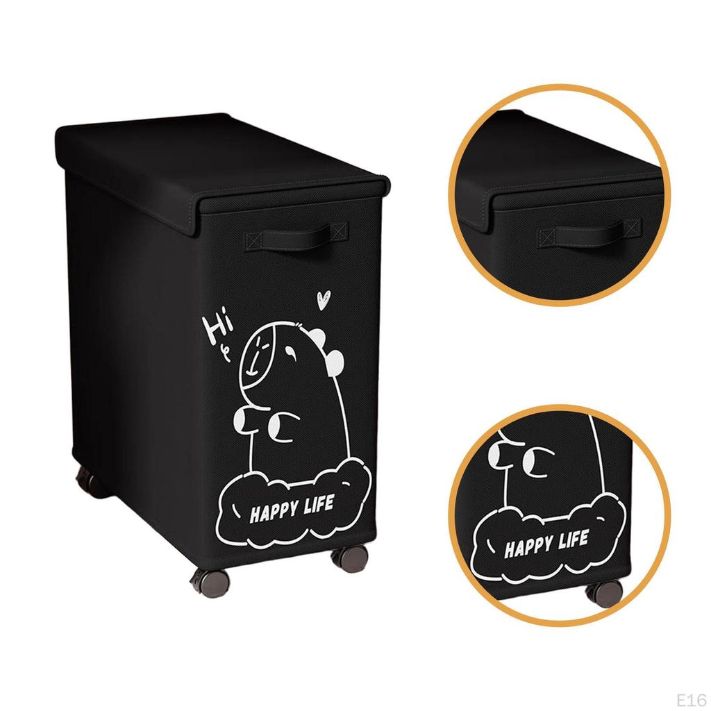 Laundry Basket with Wheels And Lid for Under The Desk, Storage Cafe,