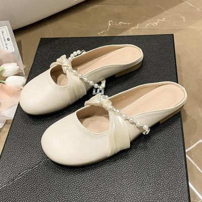 French Bag Head Half Slippers Women's Summer Wear 2025 New Evening Fairy Wind Flat Single Shoes Lazy Pregnant Women Sandals