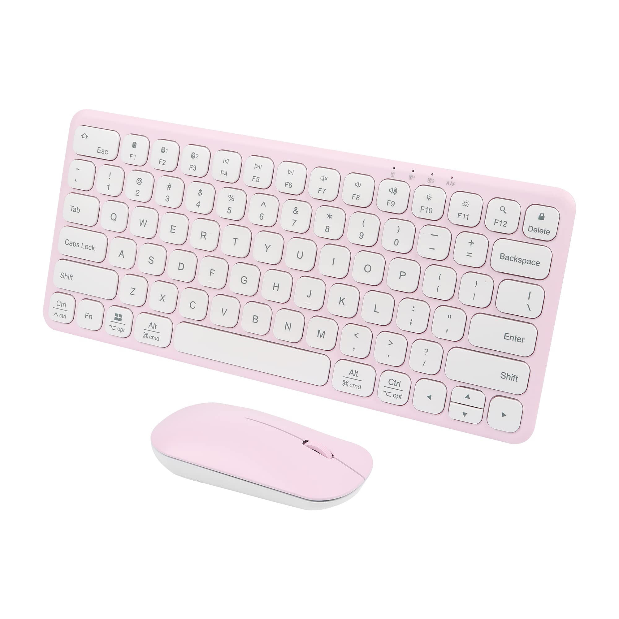 

Keyboard and Mouse Set with 2.4GHz Wireless and Bluetooth Connections, Switchable for Three Devices, for iPad, Smartphone, Tablet, PC, and Laptop.